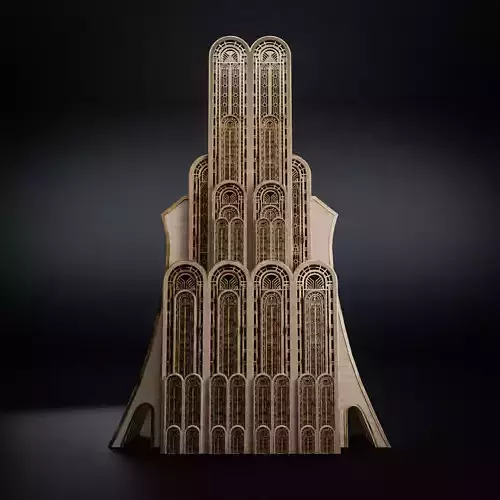 ART DECO SKYSCRAPER BUILDING 07 Low-poly 3D model