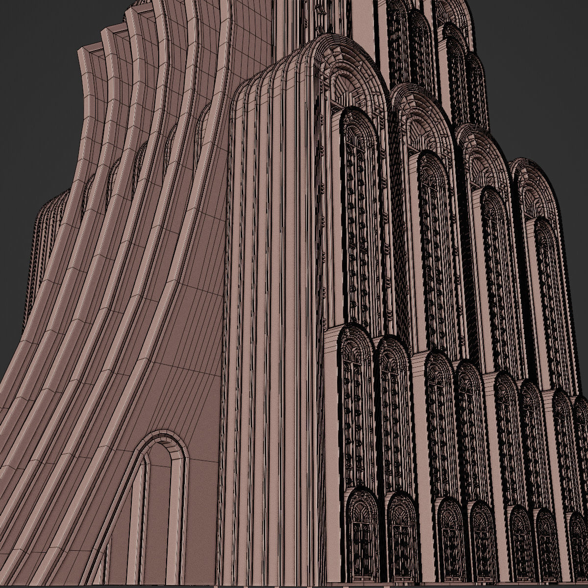 ART DECO SKYSCRAPER BUILDING 07 Low-poly 3D model_25
