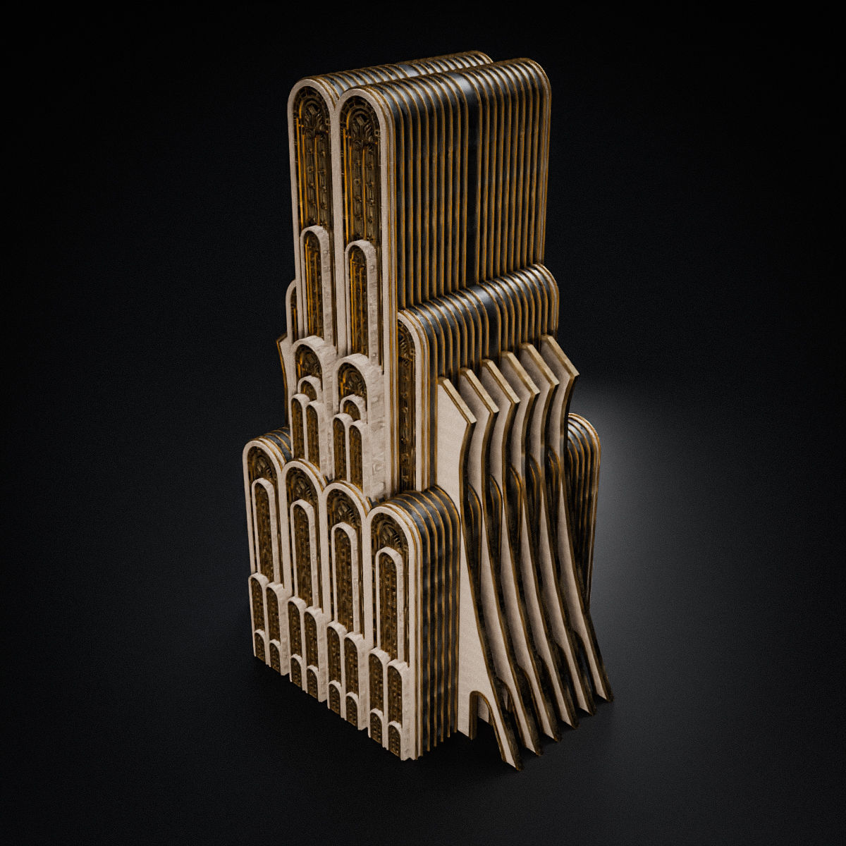ART DECO SKYSCRAPER BUILDING 07 Low-poly 3D model_12