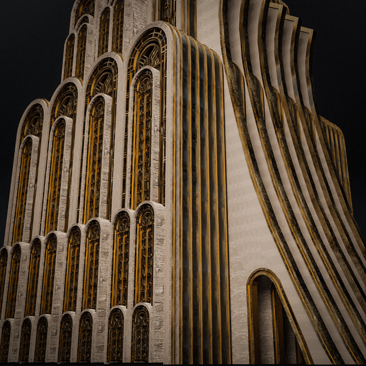 ART DECO SKYSCRAPER BUILDING 07 Low-poly 3D model_15