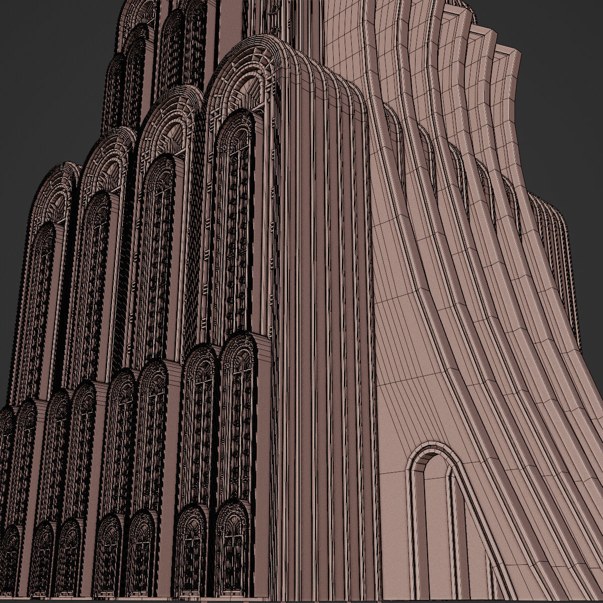 ART DECO SKYSCRAPER BUILDING 07 Low-poly 3D model_23