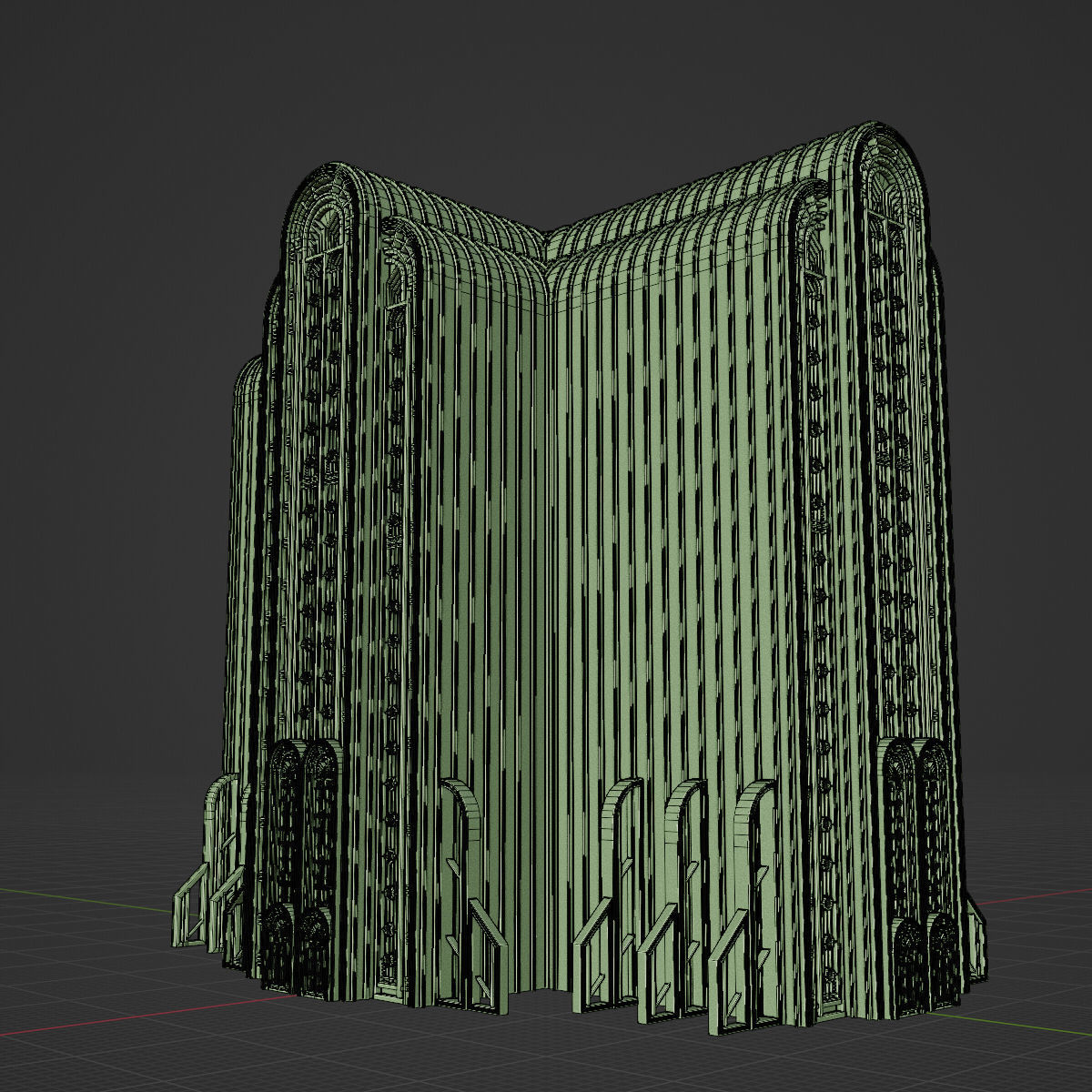 ART DECO SKYSCRAPER BUILDING 08 Low-poly 3D model_19