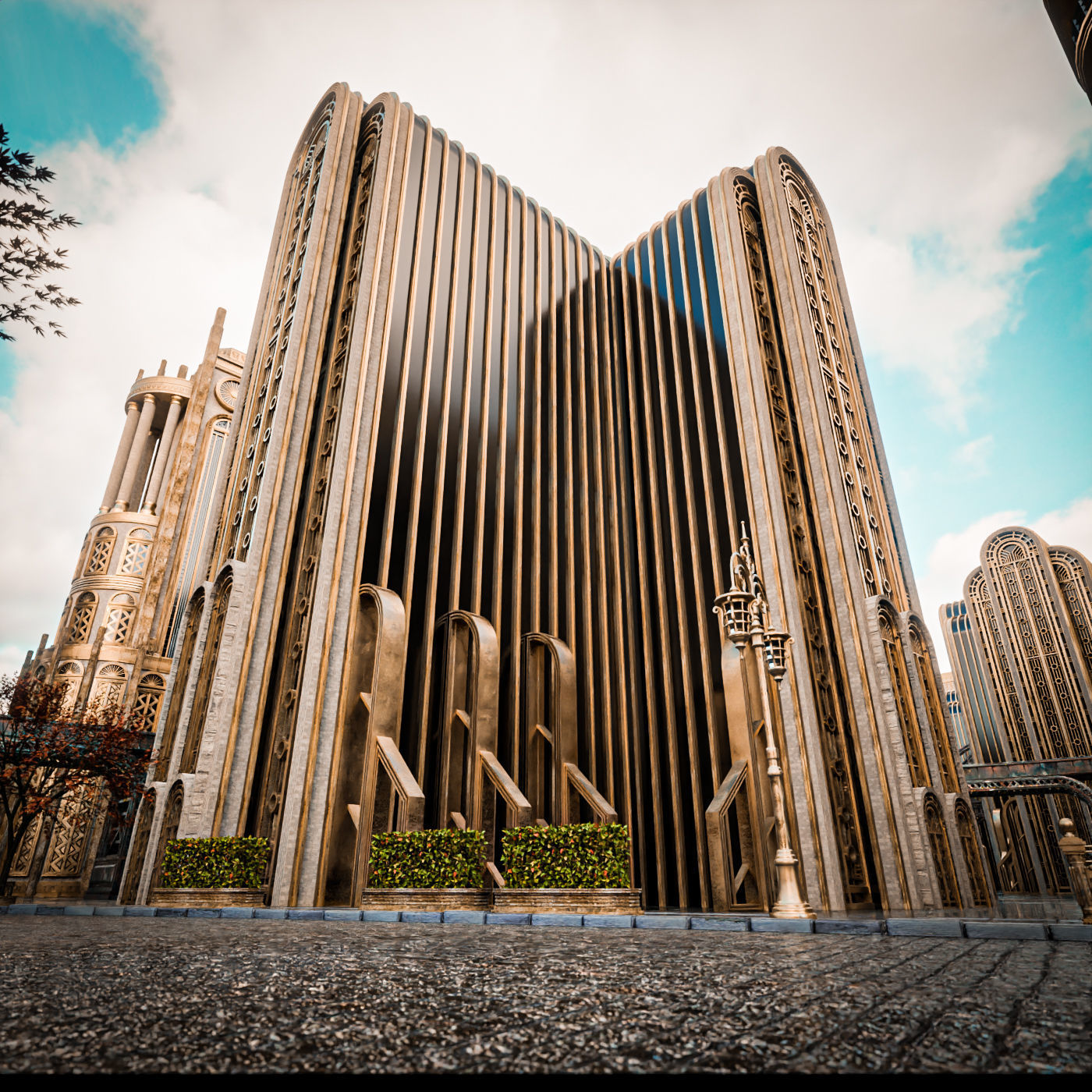 ART DECO SKYSCRAPER BUILDING 08 Low-poly 3D model_3