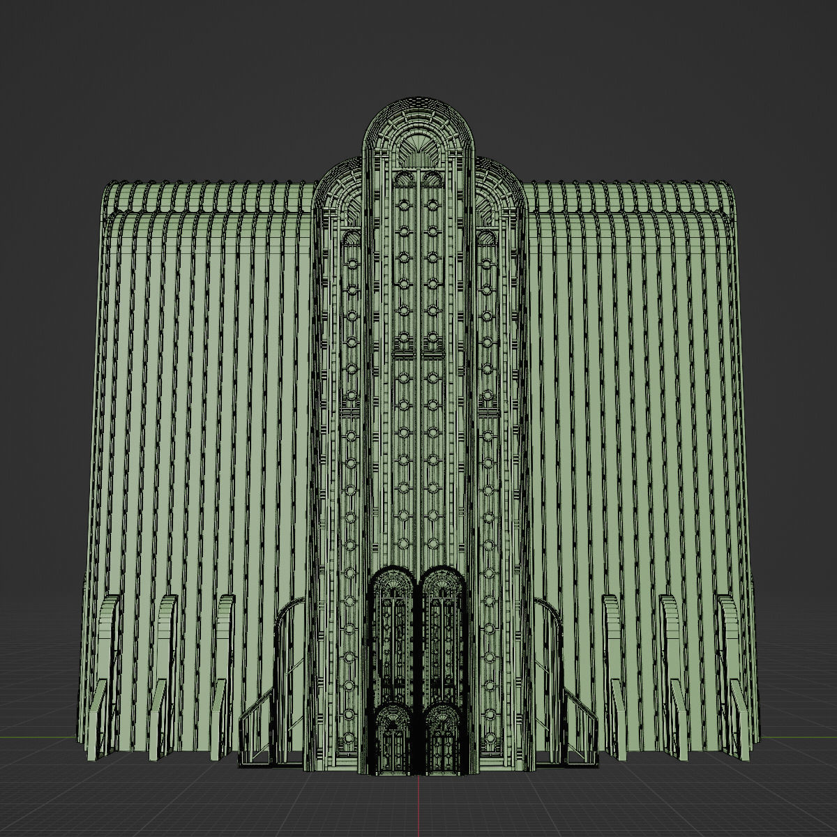 ART DECO SKYSCRAPER BUILDING 08 Low-poly 3D model_29