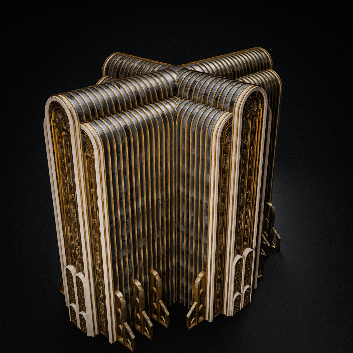 ART DECO SKYSCRAPER BUILDING 08 Low-poly 3D model_12