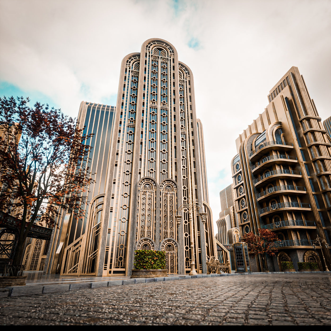 ART DECO SKYSCRAPER BUILDING 08 Low-poly 3D model_2