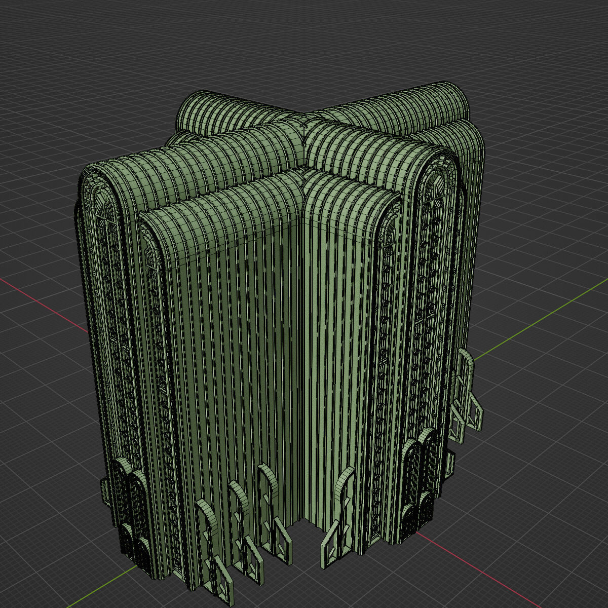 ART DECO SKYSCRAPER BUILDING 08 Low-poly 3D model_25