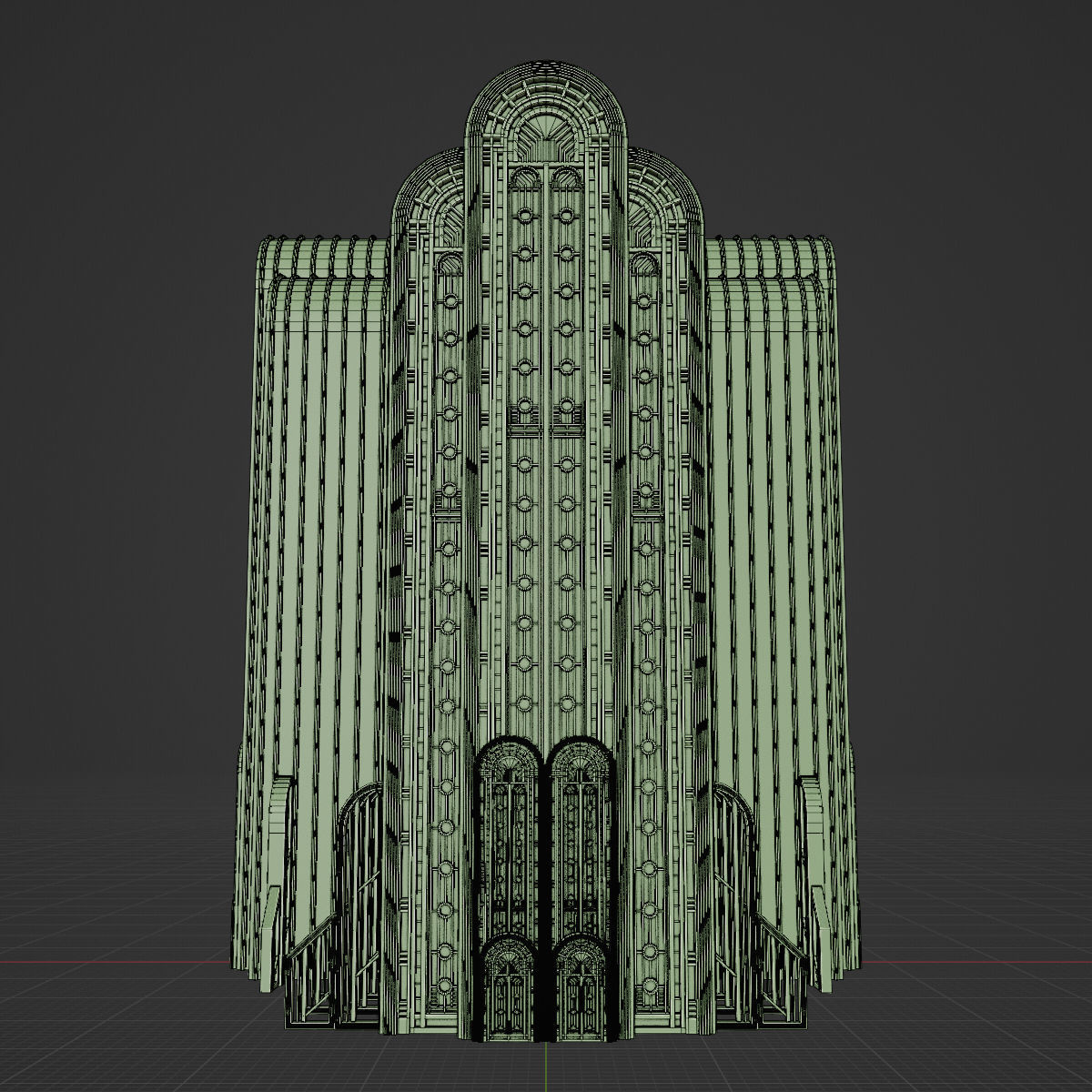 ART DECO SKYSCRAPER BUILDING 08 Low-poly 3D model_17