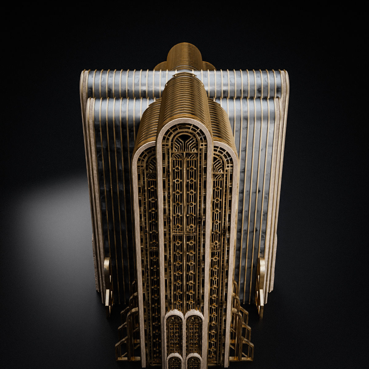 ART DECO SKYSCRAPER BUILDING 08 Low-poly 3D model_11