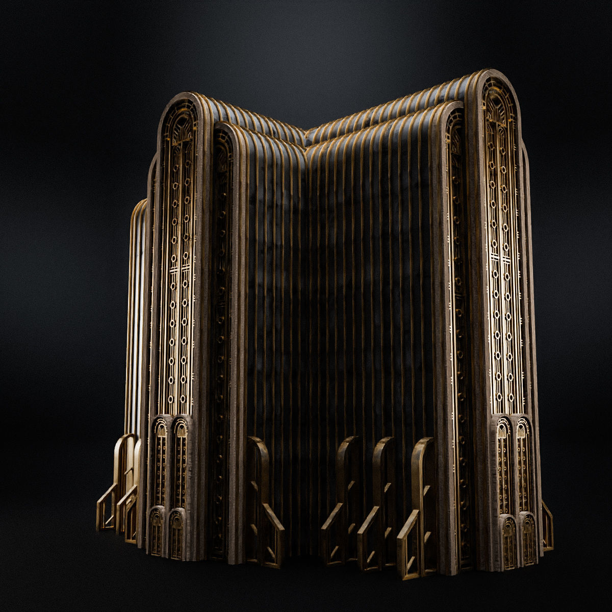 ART DECO SKYSCRAPER BUILDING 08 Low-poly 3D model_7