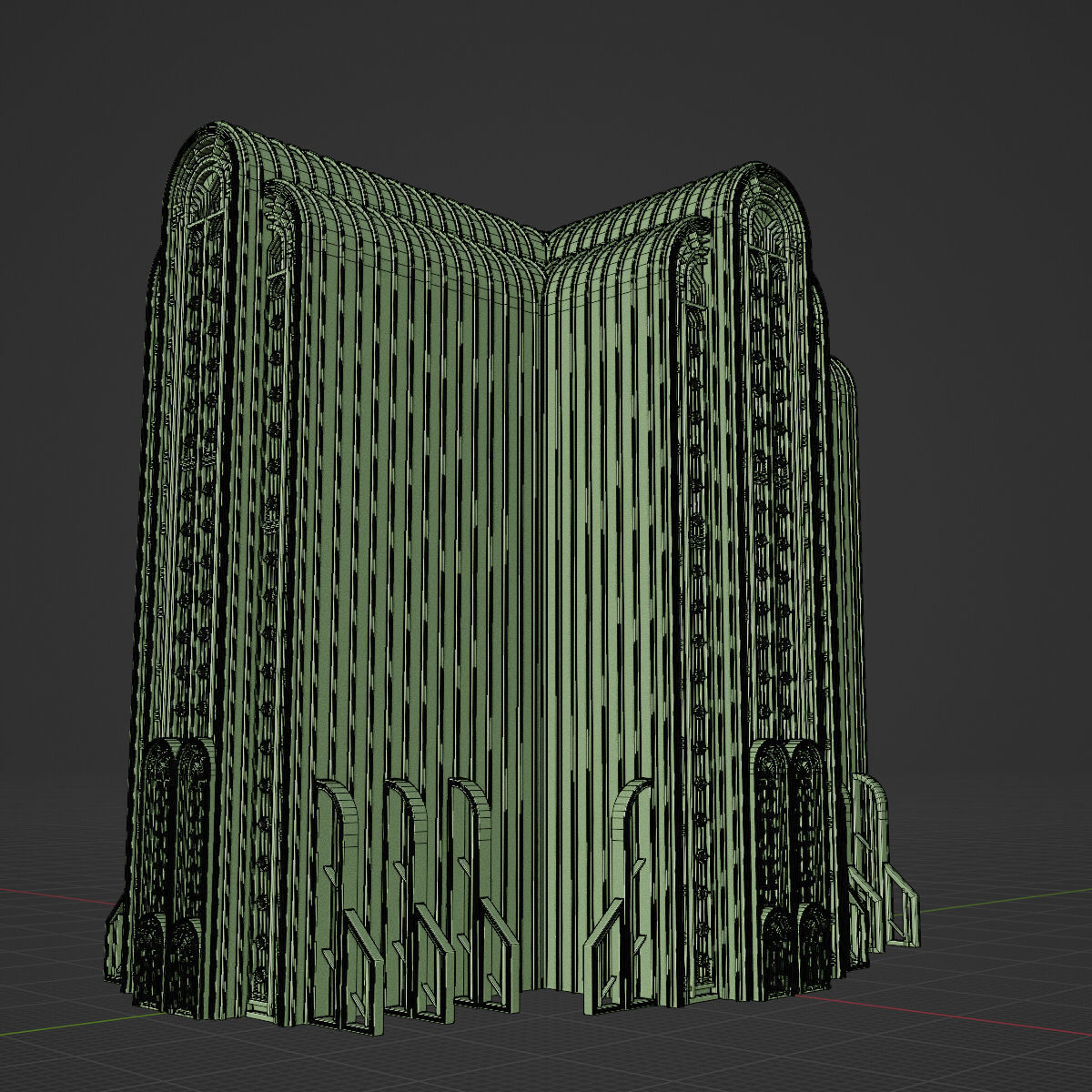 ART DECO SKYSCRAPER BUILDING 08 Low-poly 3D model_21
