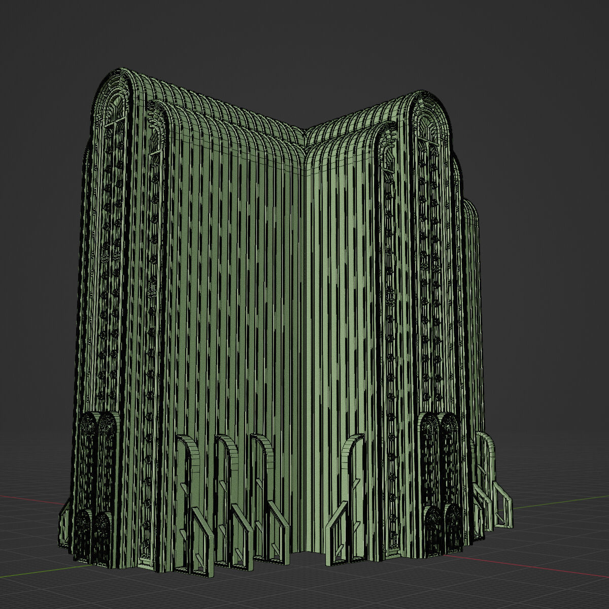 ART DECO SKYSCRAPER BUILDING 08 Low-poly 3D model_20