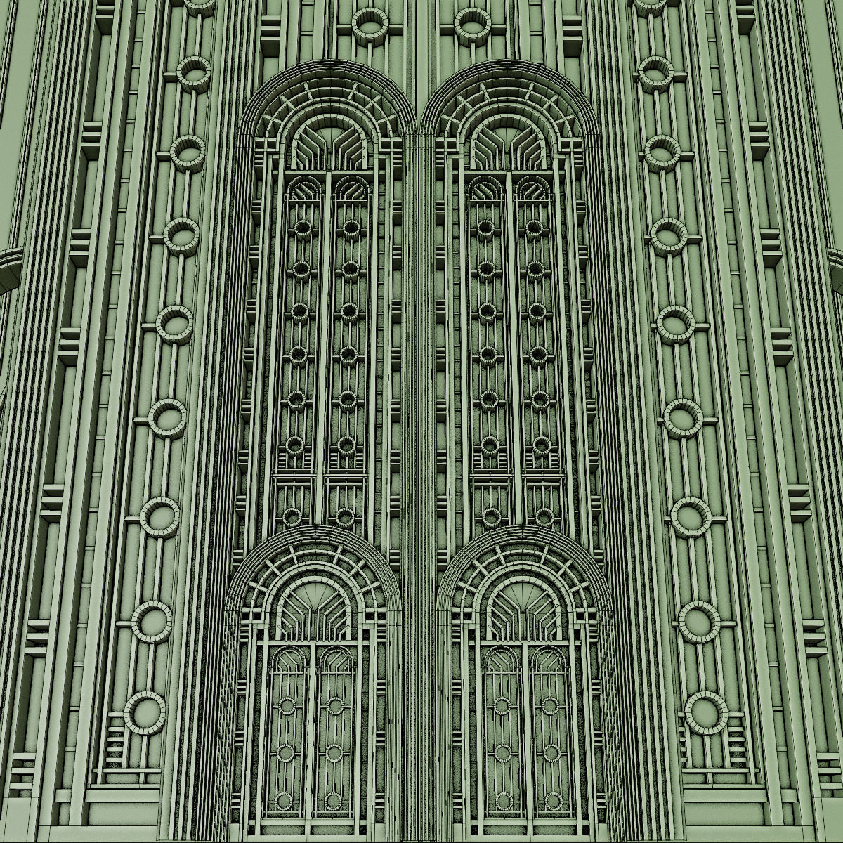 ART DECO SKYSCRAPER BUILDING 08 Low-poly 3D model_23