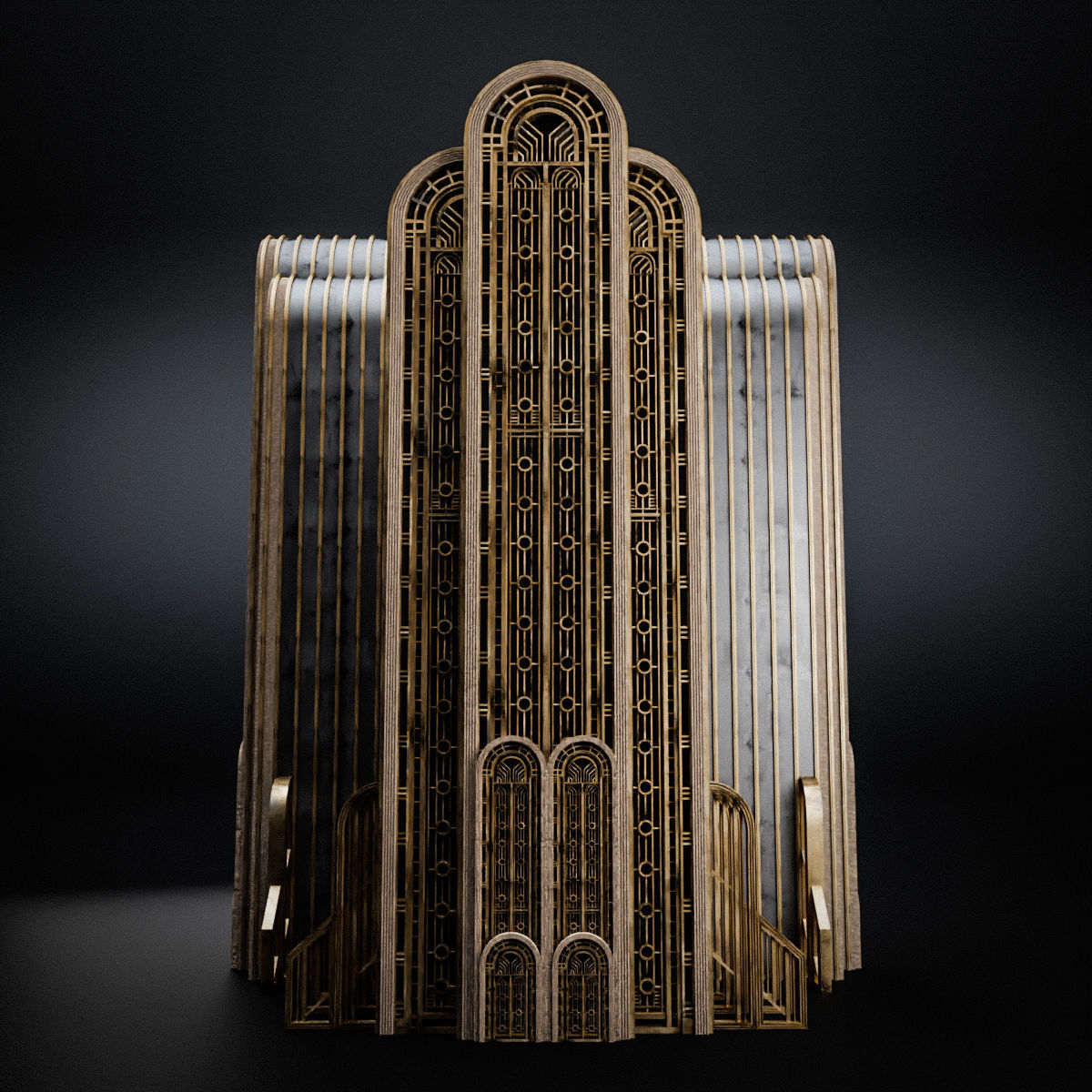 ART DECO SKYSCRAPER BUILDING 08 Low-poly 3D model_8