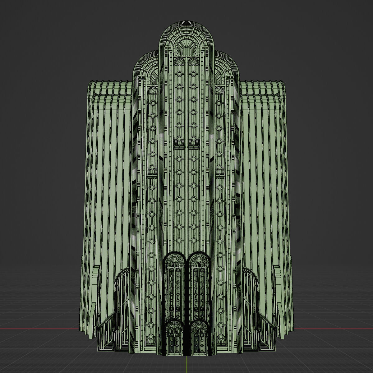 ART DECO SKYSCRAPER BUILDING 08 Low-poly 3D model_28
