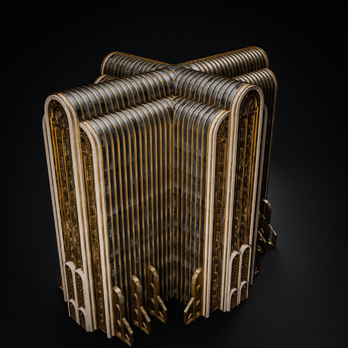 ART DECO SKYSCRAPER BUILDING 08 Low-poly 3D model_13