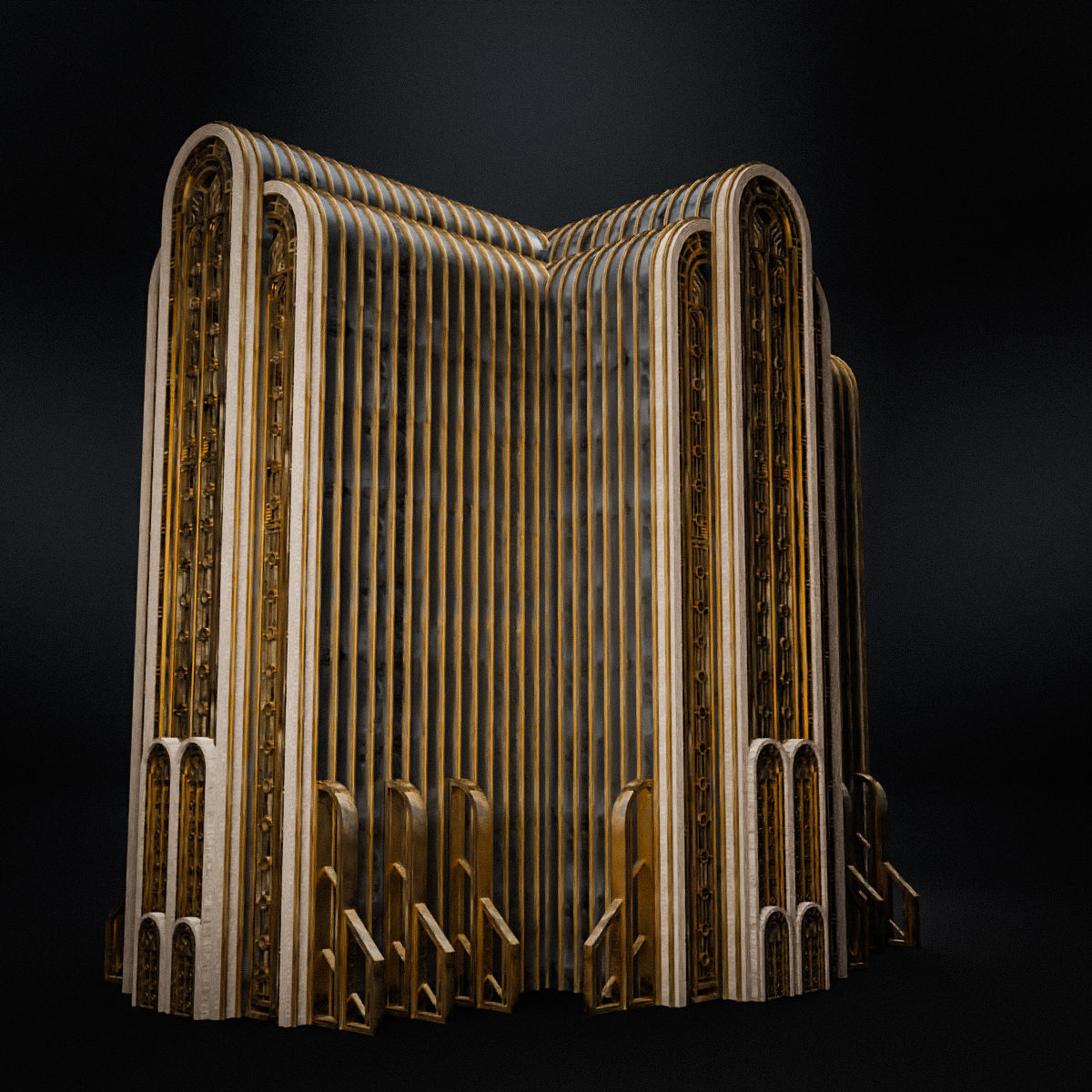 ART DECO SKYSCRAPER BUILDING 08 Low-poly 3D model_5