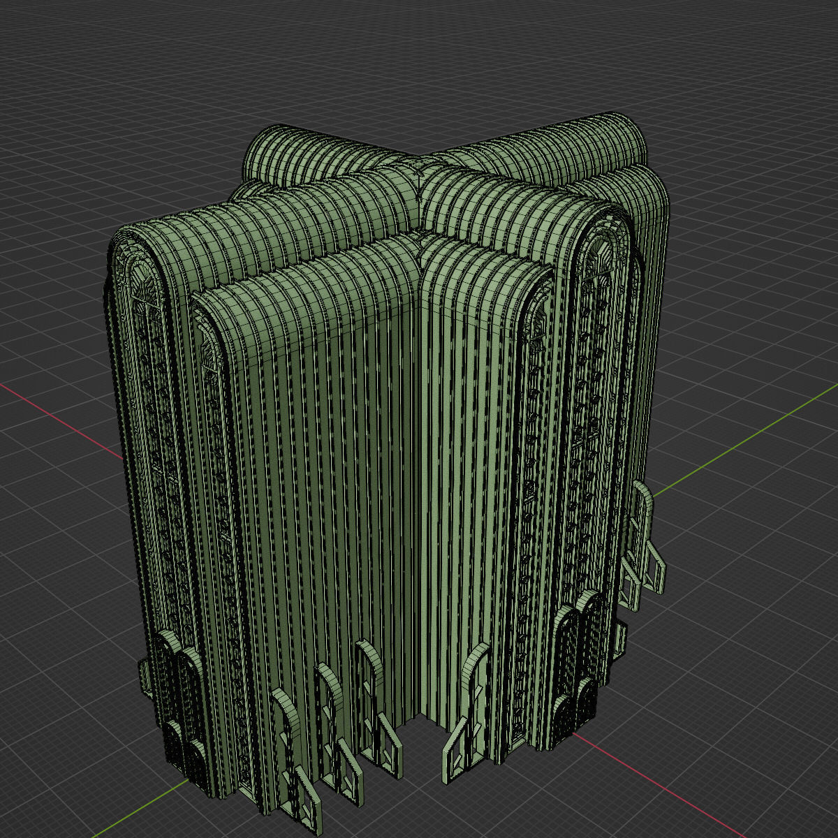 ART DECO SKYSCRAPER BUILDING 08 Low-poly 3D model_18