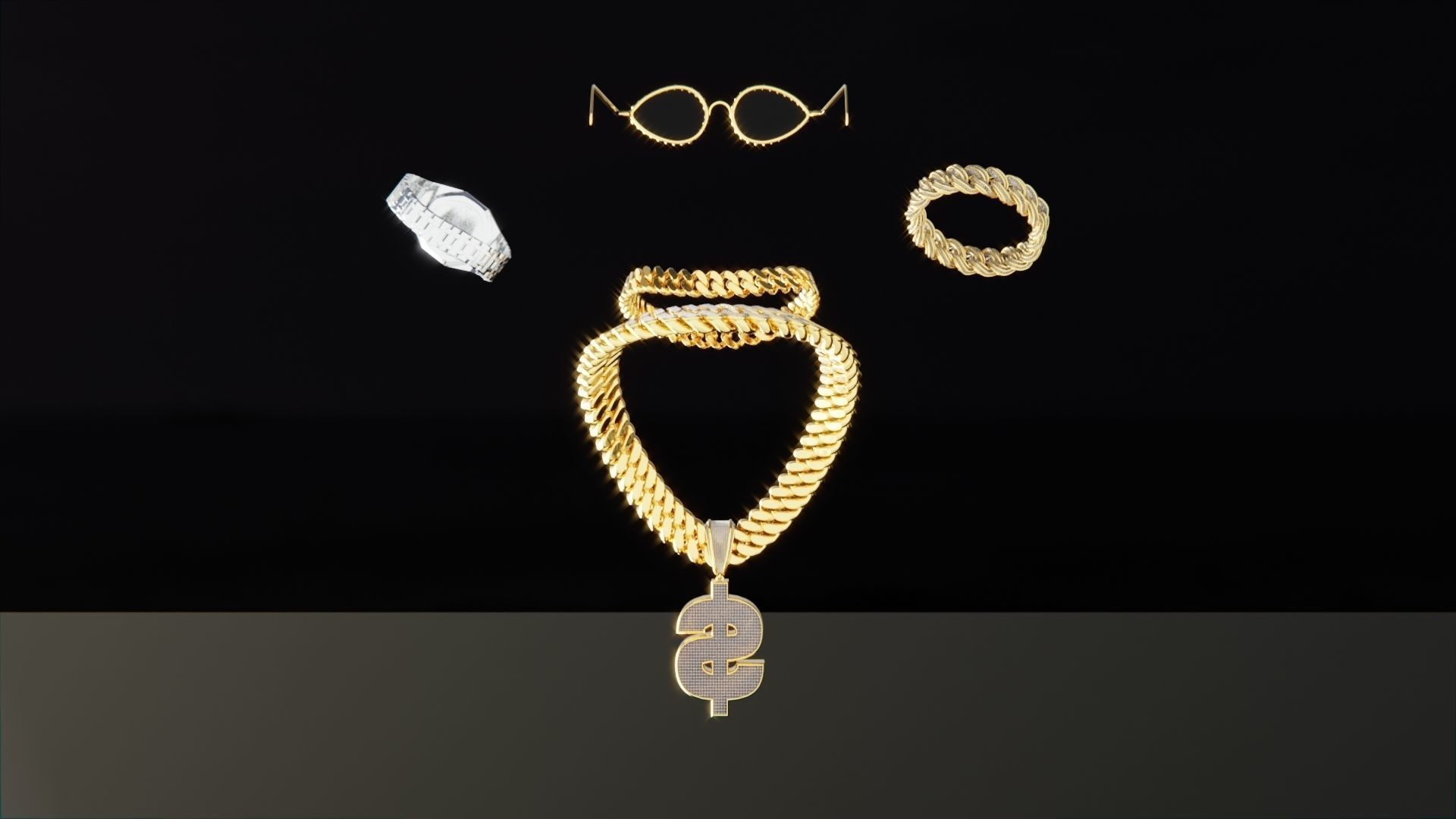 Jewelry Bundle 5 Low-poly 3D model_3