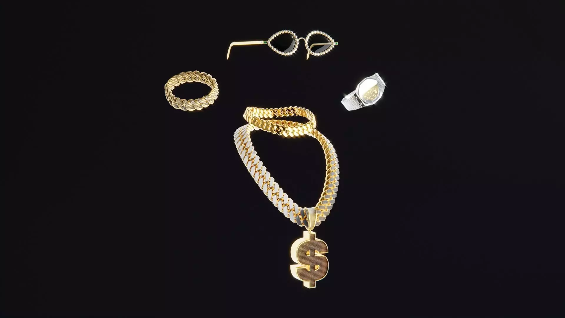 Jewelry Bundle 5 Low-poly 3D model_0