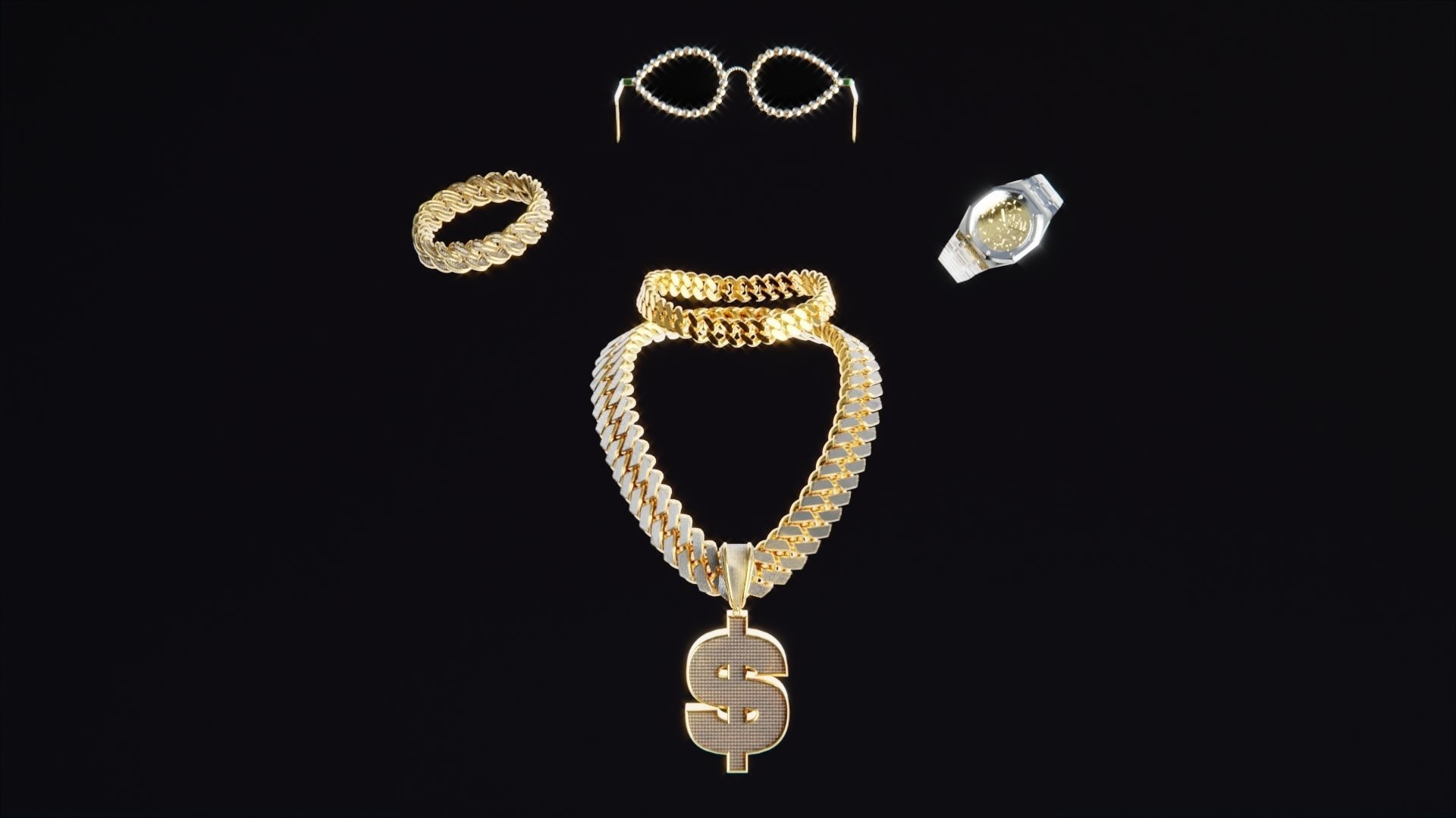 Jewelry Bundle 5 Low-poly 3D model_1