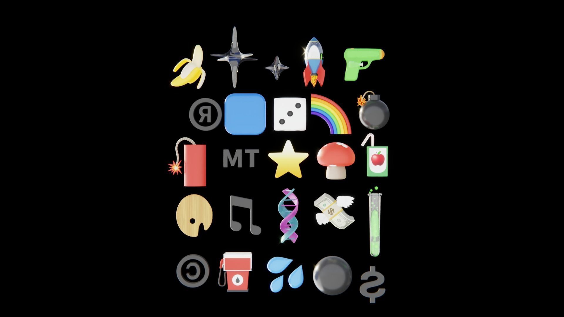 25 Emoji Pack Low-poly 3D model_3