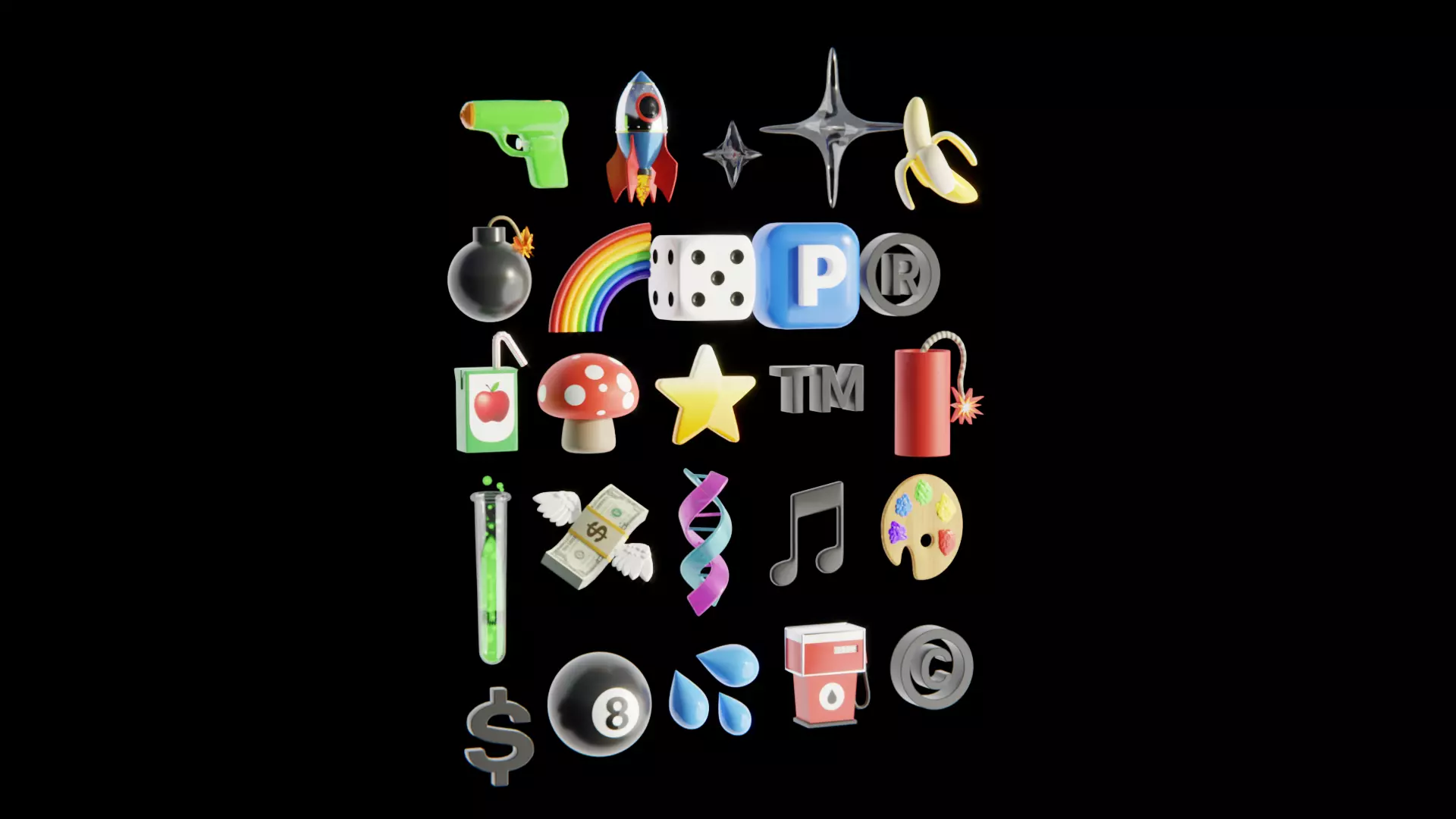 25 Emoji Pack Low-poly 3D model_0