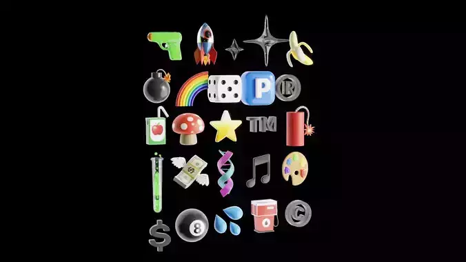 25 Emoji Pack Low-poly 3D model