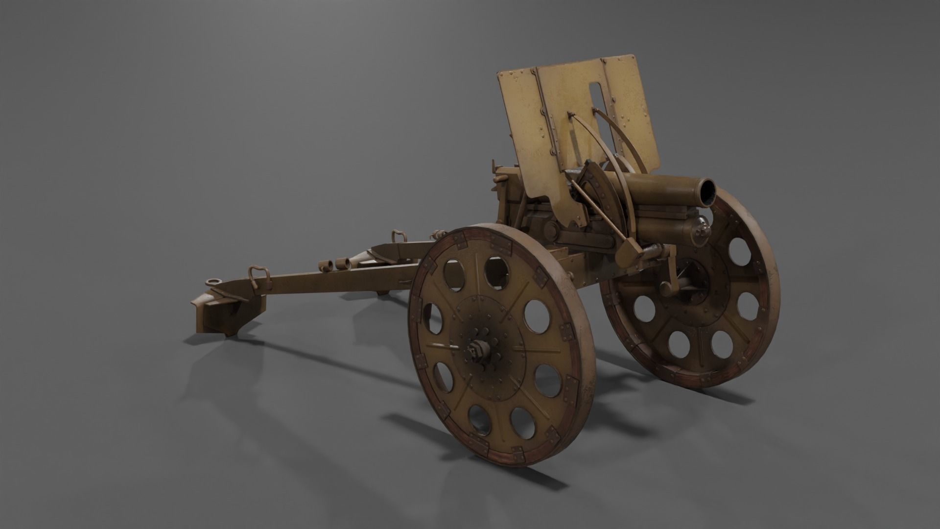 Type 92 Battalion Gun Light Howitzer Low-poly 3D model_3