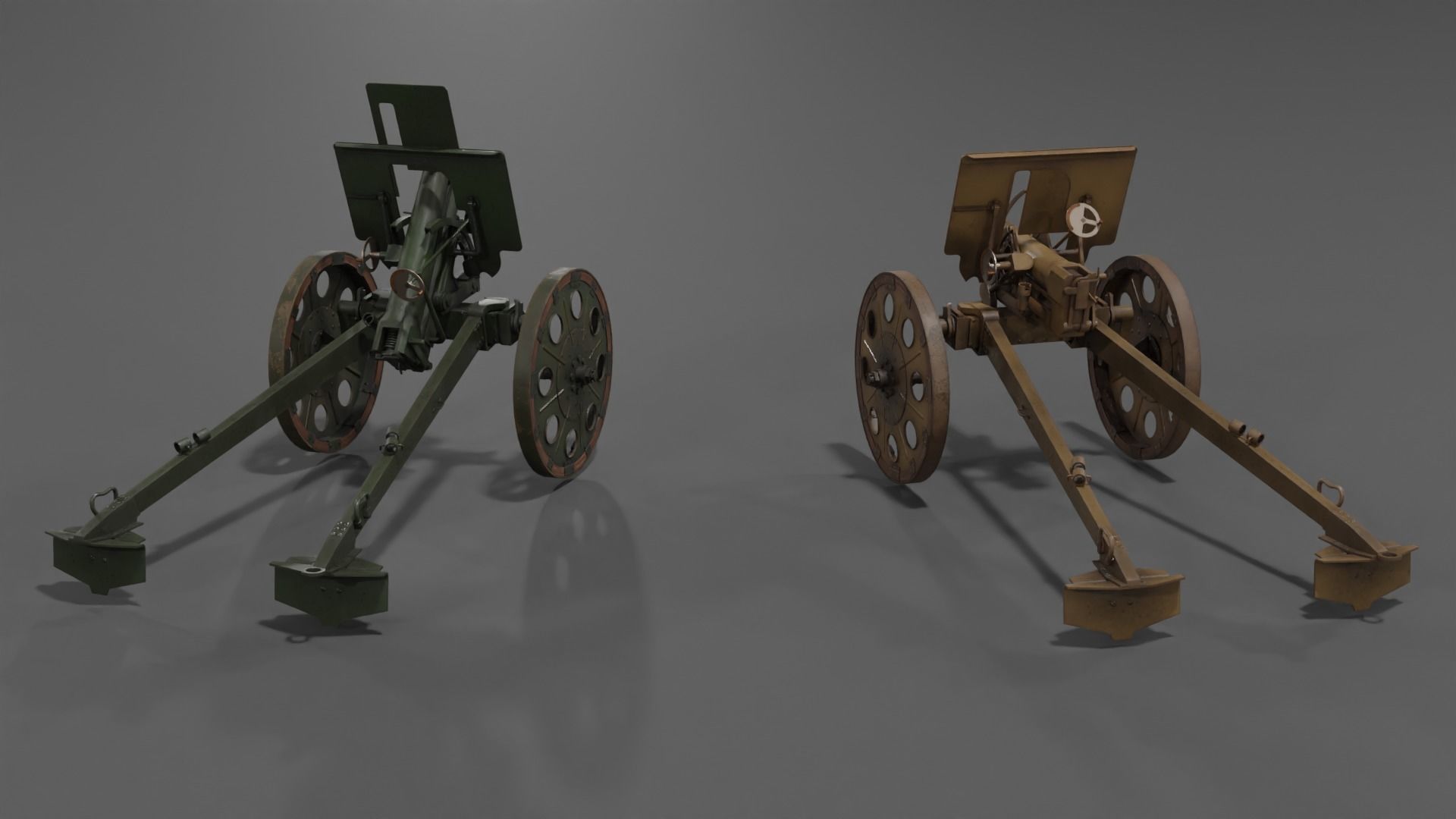 Type 92 Battalion Gun Light Howitzer Low-poly 3D model_17
