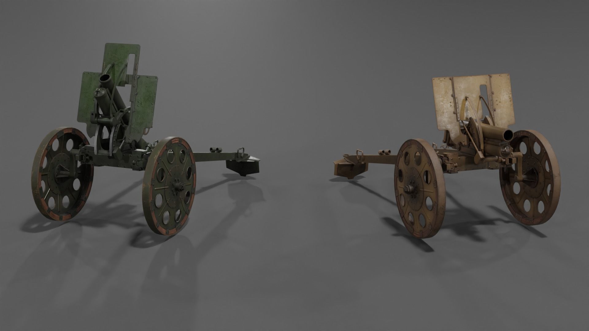 Type 92 Battalion Gun Light Howitzer Low-poly 3D model_12