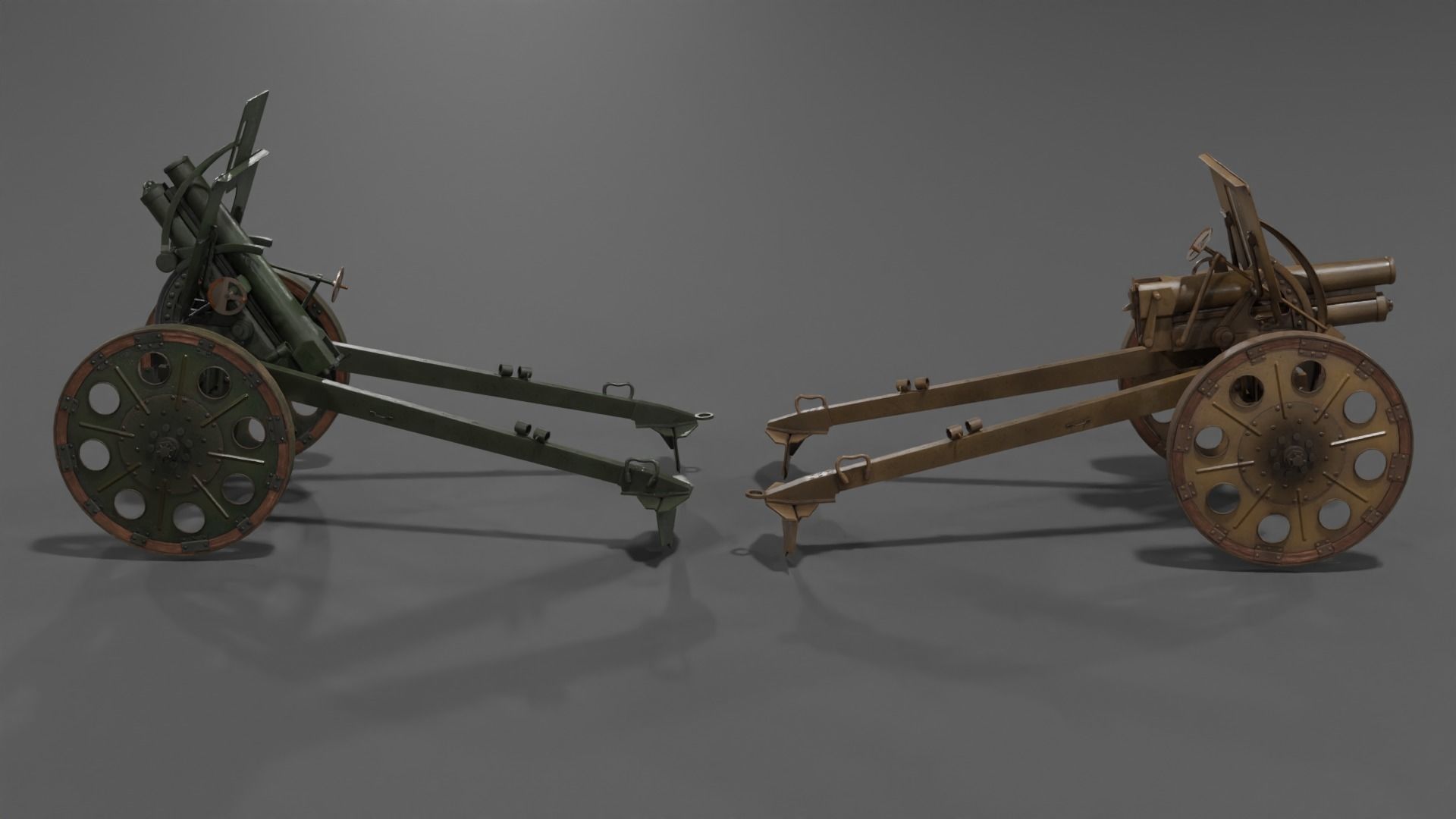 Type 92 Battalion Gun Light Howitzer Low-poly 3D model_10