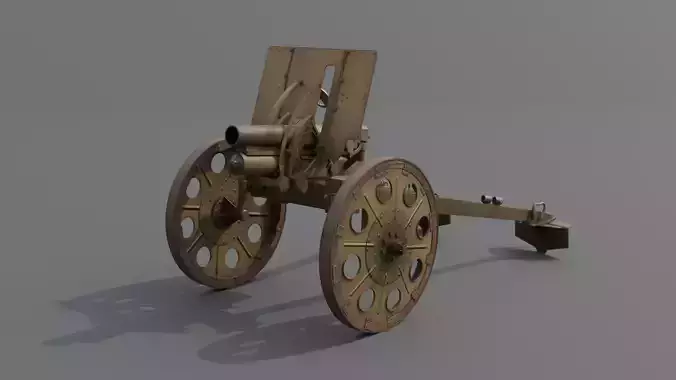Type 92 Battalion Gun Light Howitzer Low-poly 3D model