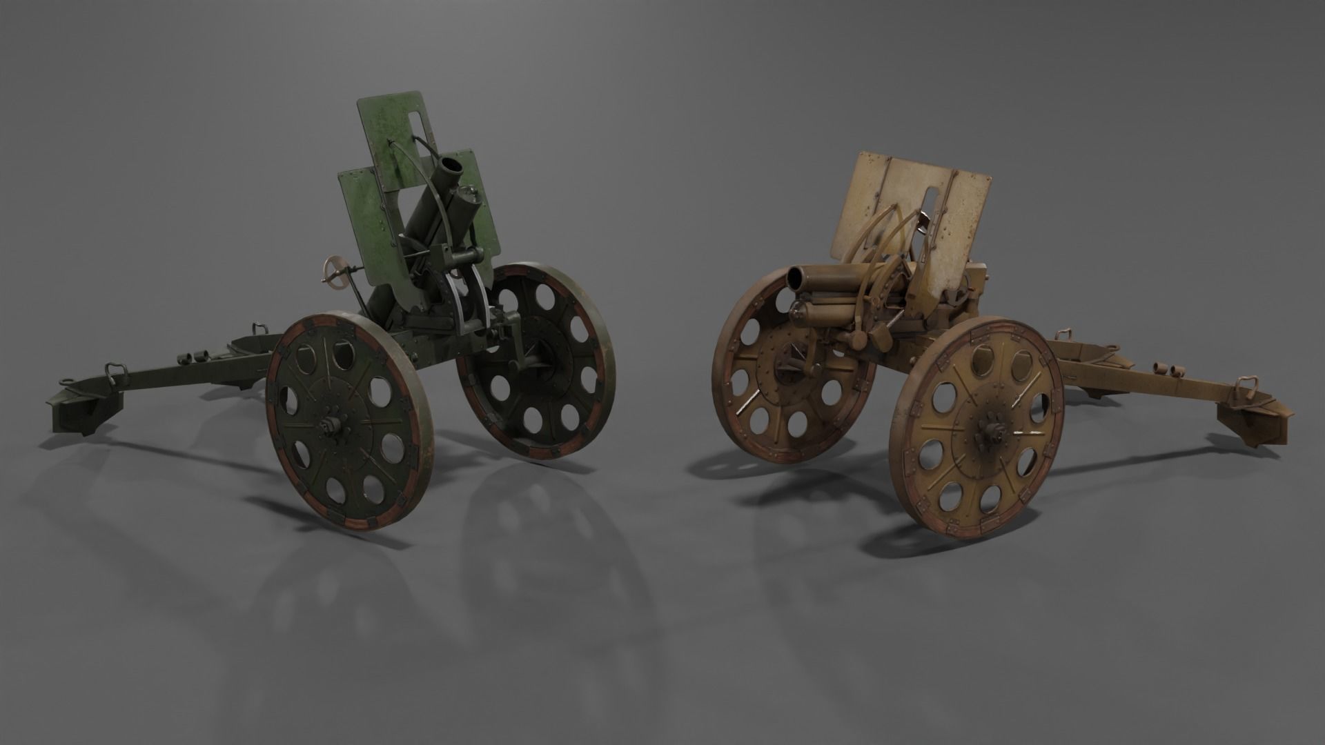 Type 92 Battalion Gun Light Howitzer Low-poly 3D model_14