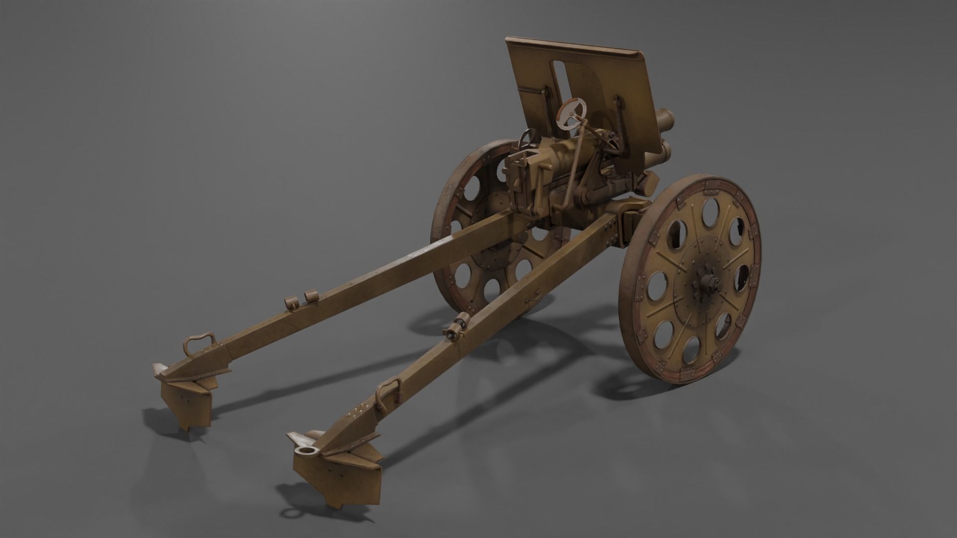 Type 92 Battalion Gun Light Howitzer Low-poly 3D model_4