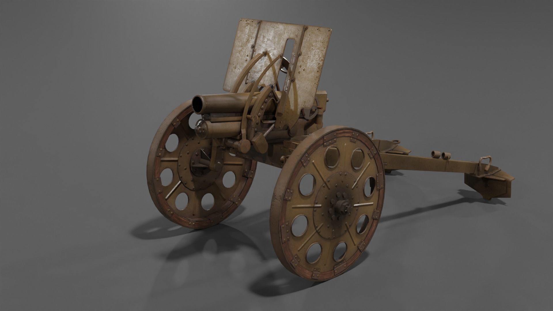 Type 92 Battalion Gun Light Howitzer Low-poly 3D model_2