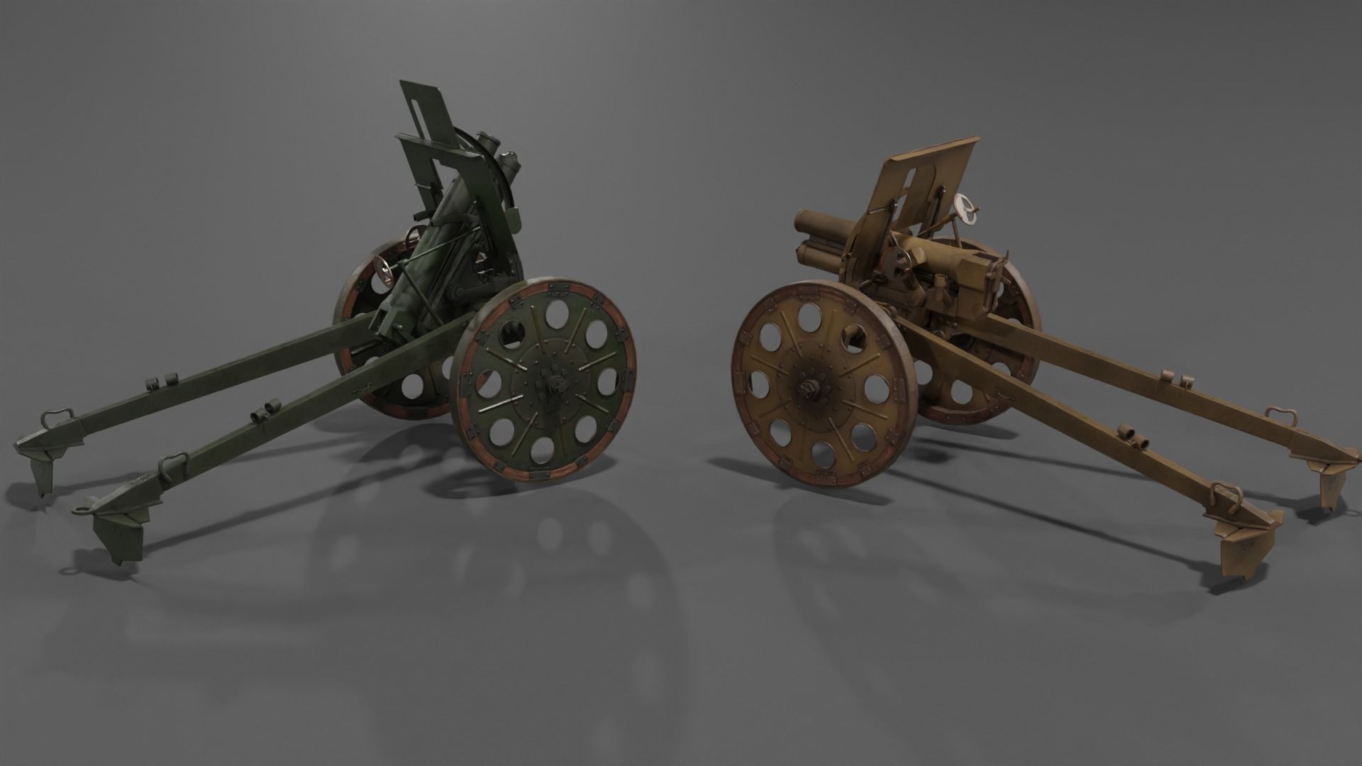 Type 92 Battalion Gun Light Howitzer Low-poly 3D model_16