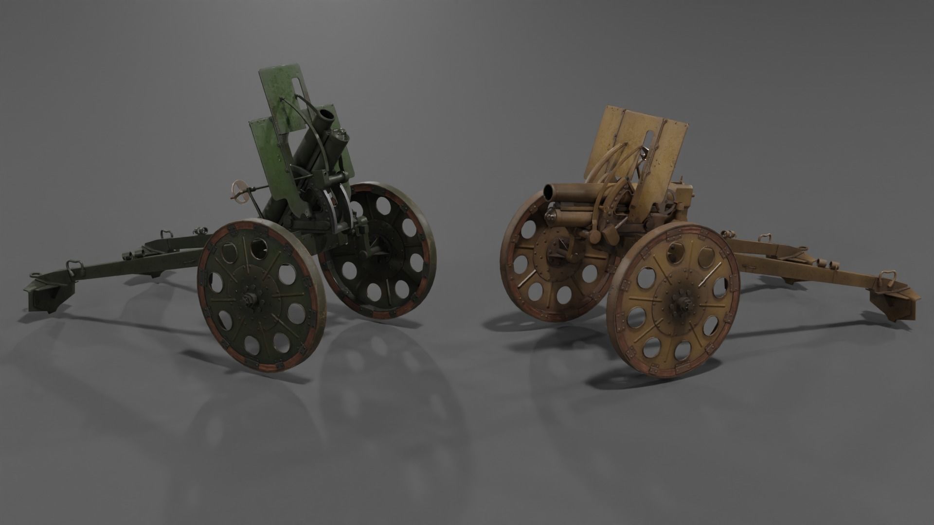 Type 92 Battalion Gun Light Howitzer Low-poly 3D model_21
