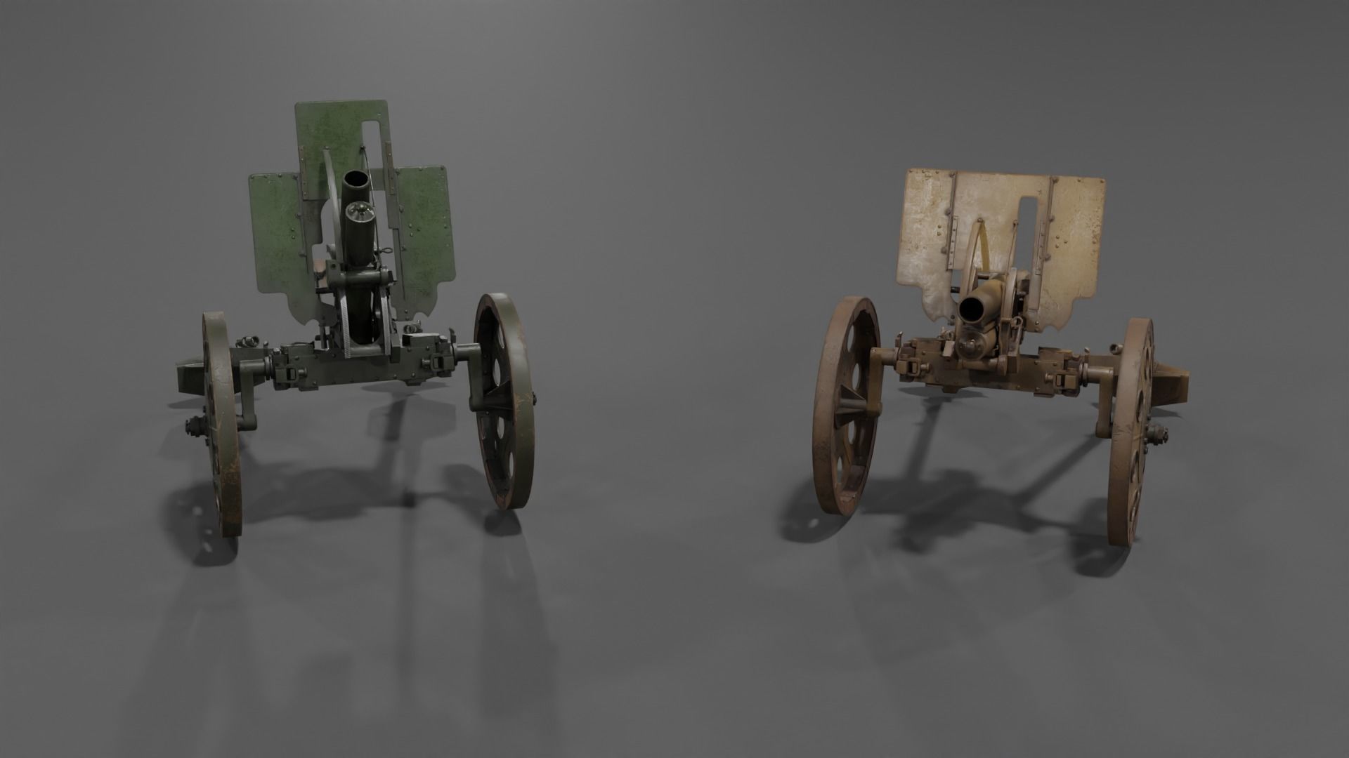 Type 92 Battalion Gun Light Howitzer Low-poly 3D model_13
