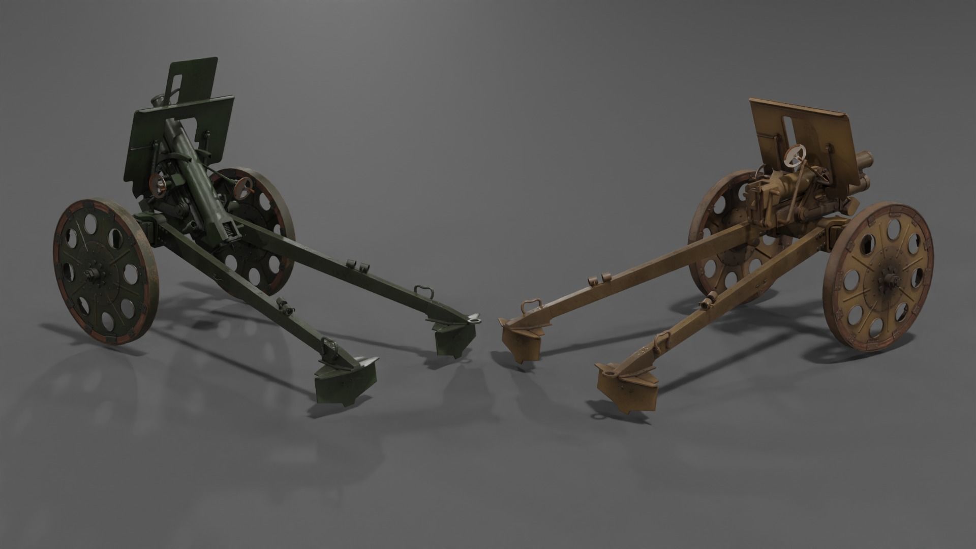 Type 92 Battalion Gun Light Howitzer Low-poly 3D model_19