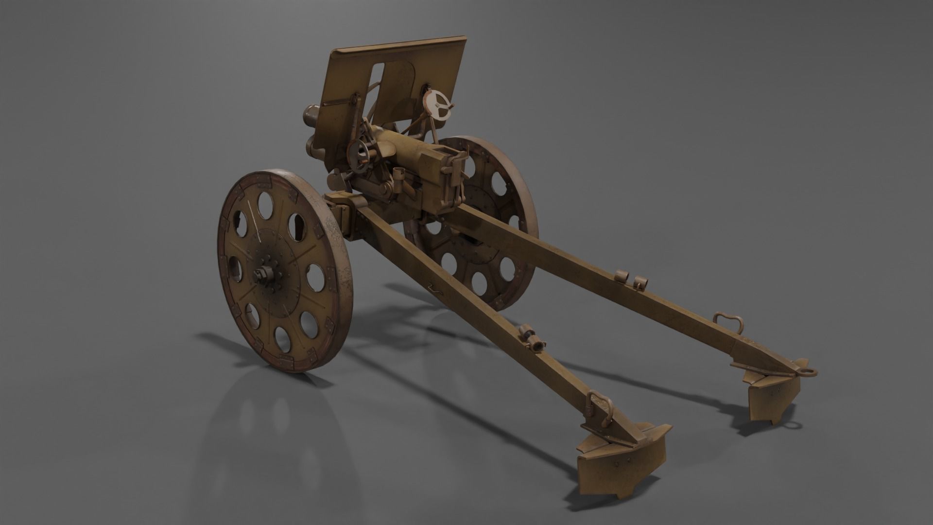 Type 92 Battalion Gun Light Howitzer Low-poly 3D model_5