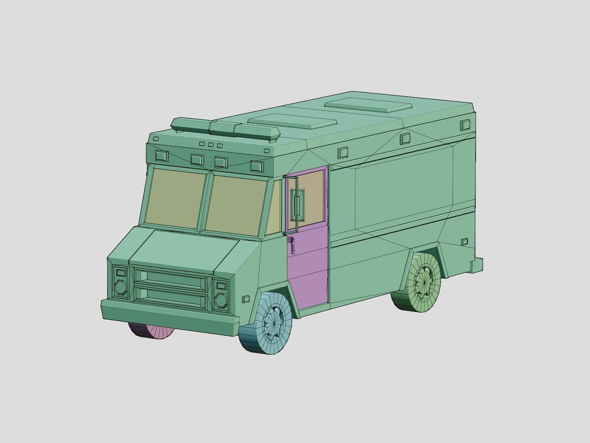 Stylized Cartoon Step Van Police SWAT Low-poly 3D model_10