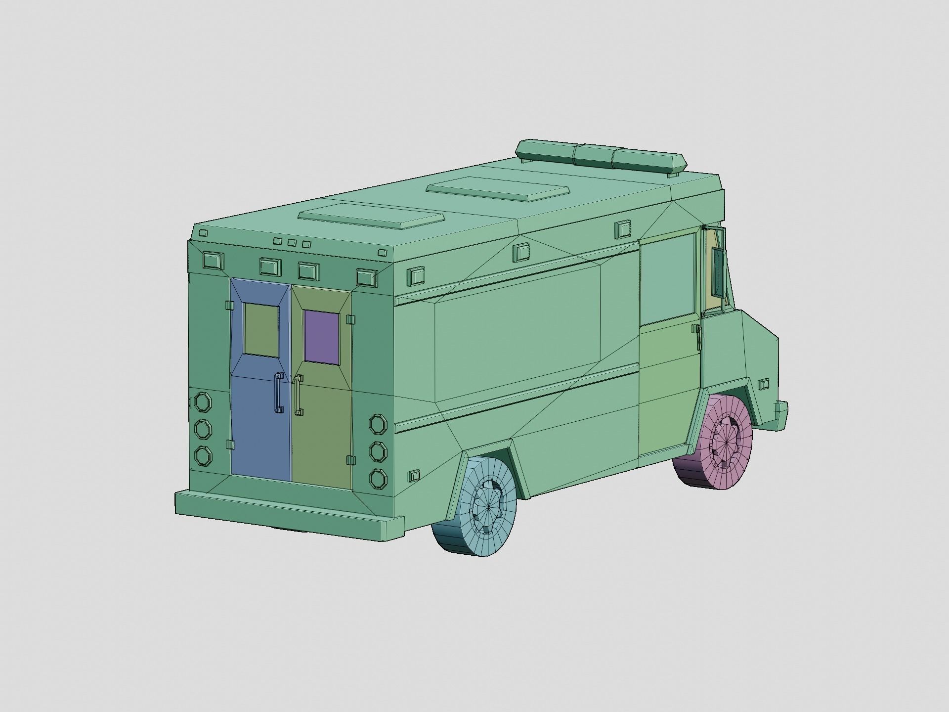 Stylized Cartoon Step Van Police SWAT Low-poly 3D model_11