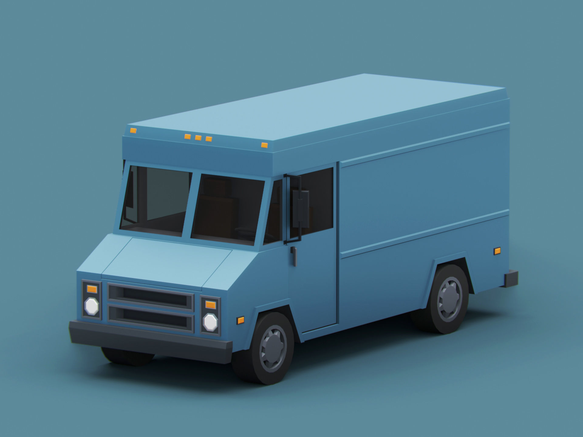 Stylized Cartoon Step Van Police SWAT Low-poly 3D model_4