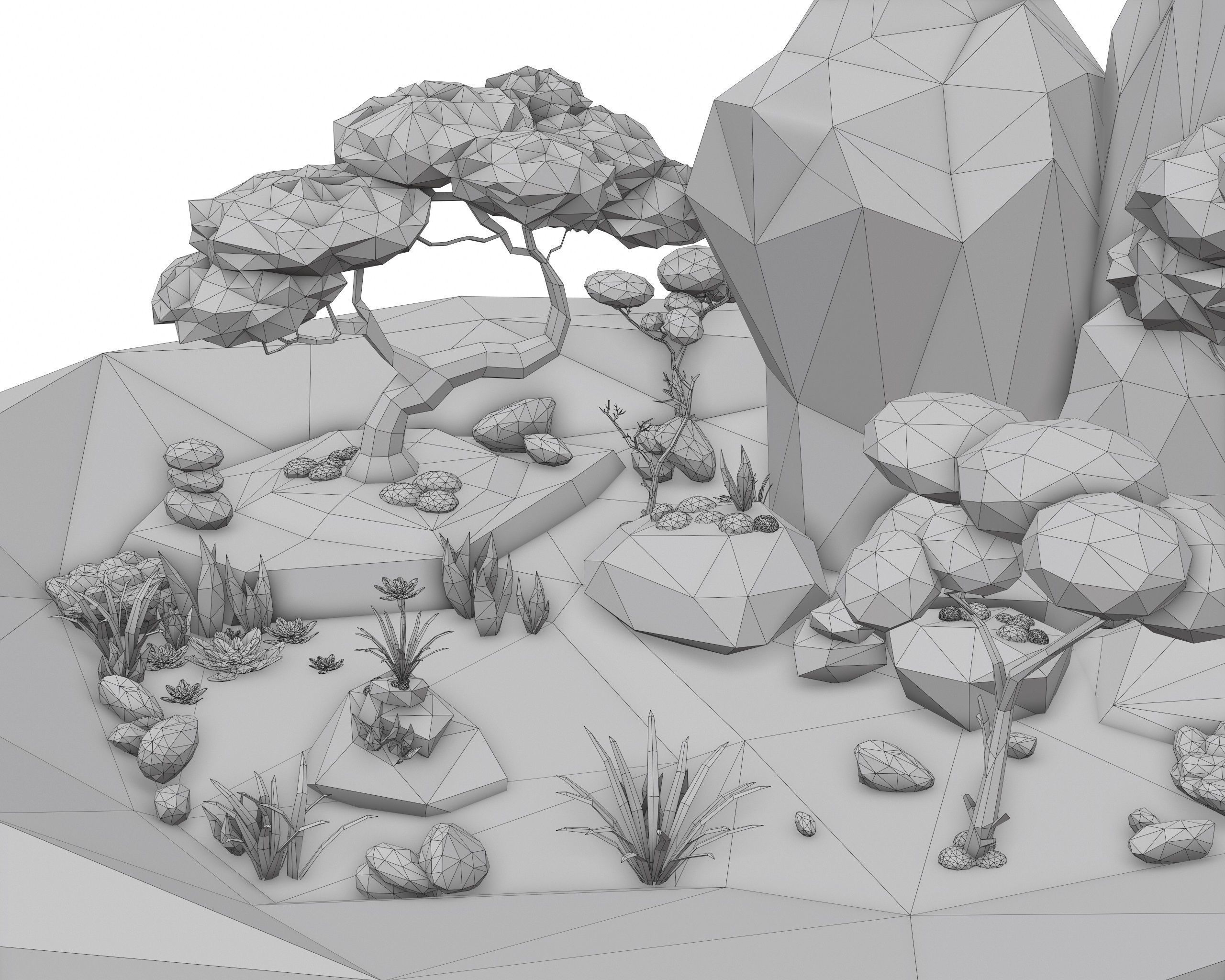 Cartoon Style Floating Island -Autumn -LOW POLY Low-poly 3D model_12