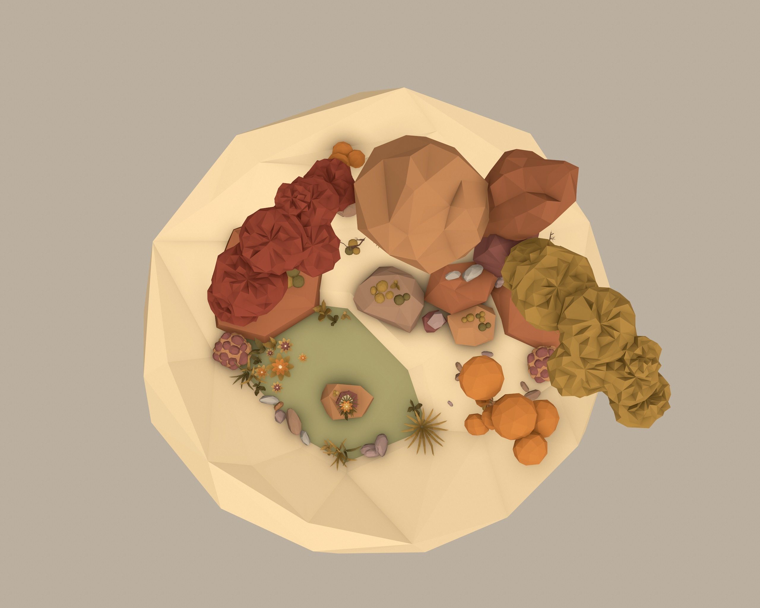 Cartoon Style Floating Island -Autumn -LOW POLY Low-poly 3D model_6