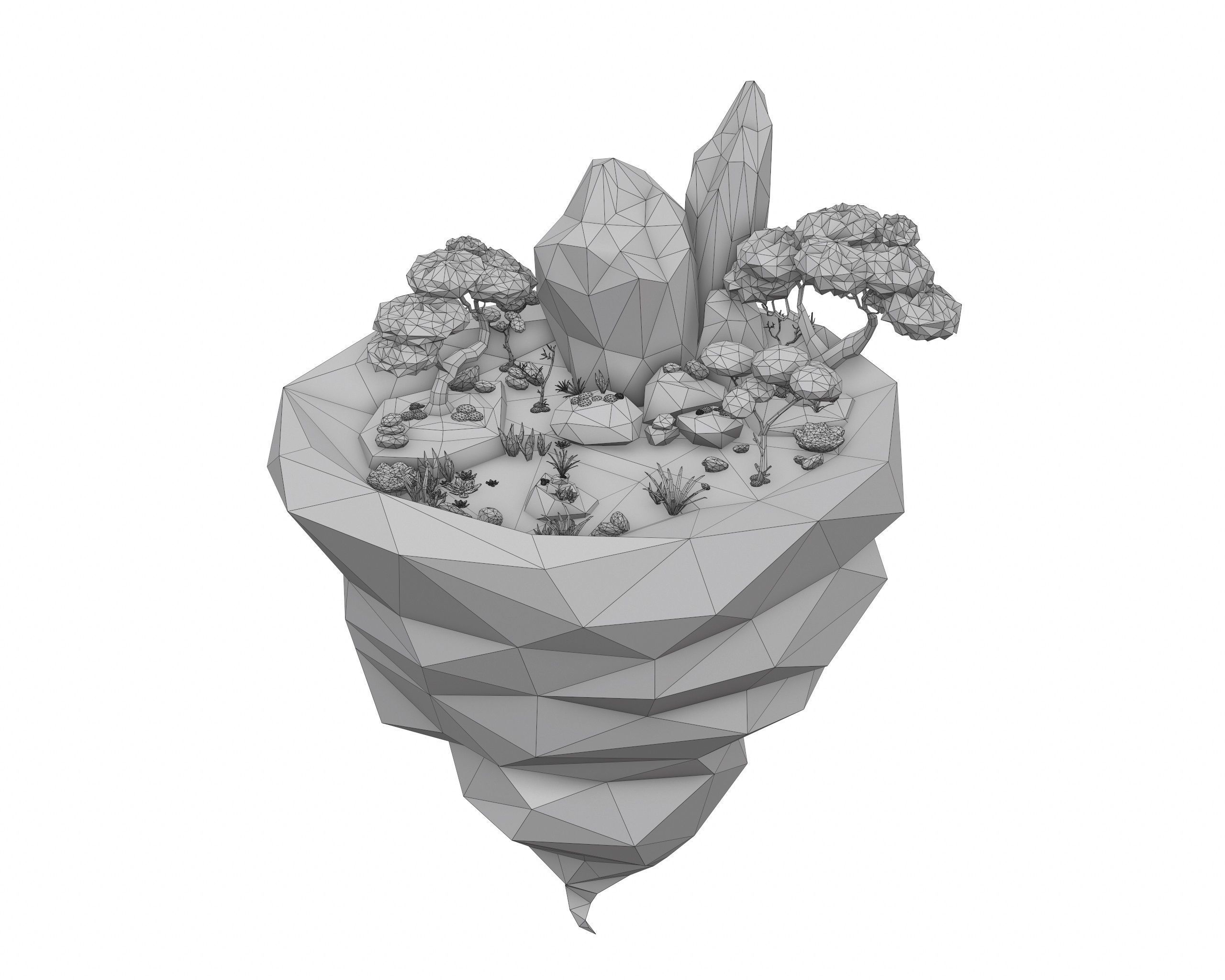Cartoon Style Floating Island -Autumn -LOW POLY Low-poly 3D model_11