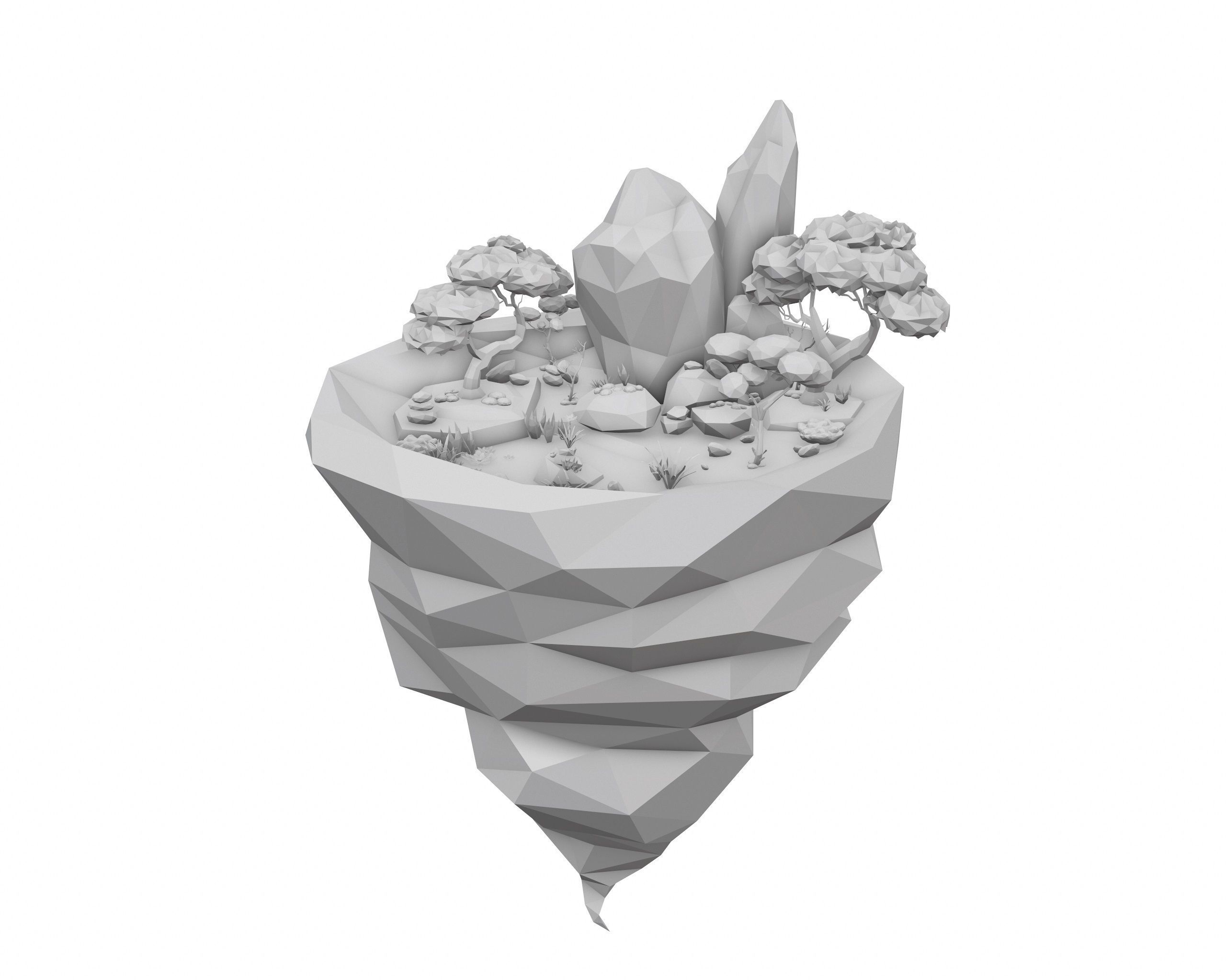 Cartoon Style Floating Island -Autumn -LOW POLY Low-poly 3D model_9