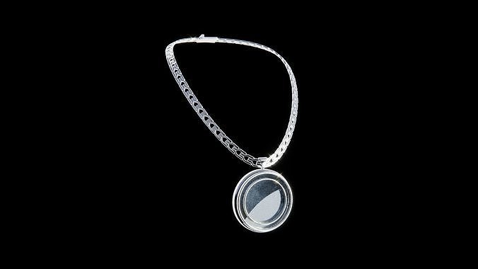 Blank Chain with Round Medallion Low-poly 3D model