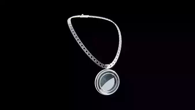 Blank Chain with Round Medallion Low-poly 3D model